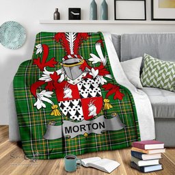 Scottish Morton Coat of Arms Family Crest Ireland Blanket Irish National Tartan Irish County Blanket