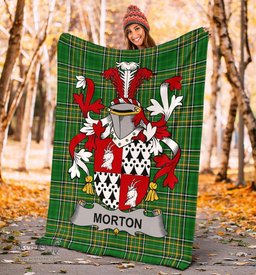 Scottish Morton Coat of Arms Family Crest Ireland Blanket Irish National Tartan Irish County Blanket
