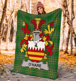 Scottish Hare or O'Hare Coat of Arms Family Crest Ireland Blanket Irish National Tartan Irish County Blanket