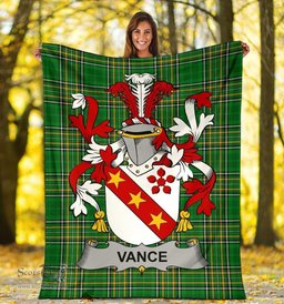 Scottish Vance Coat of Arms Family Crest Ireland Blanket Irish National Tartan Irish County Blanket