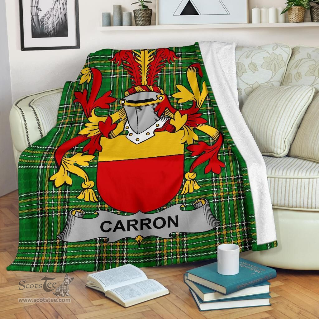 Scottish Carron Coat of Arms Family Crest Ireland Blanket Irish National Tartan Irish County Blanket