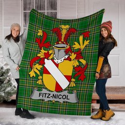 Scottish Fitz-Nicol Coat of Arms Family Crest Ireland Blanket Irish National Tartan Irish County Blanket