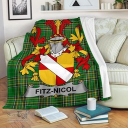 Scottish Fitz-Nicol Coat of Arms Family Crest Ireland Blanket Irish National Tartan Irish County Blanket