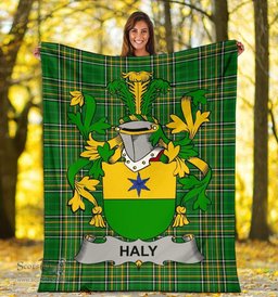 Scottish Haly or O'Haly Coat of Arms Family Crest Ireland Blanket Irish National Tartan Irish County Blanket