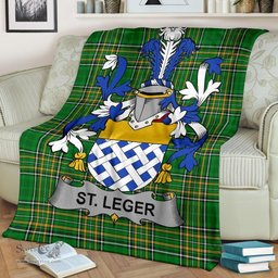 Scottish St.Leger Coat of Arms Family Crest Ireland Blanket Irish National Tartan Irish County Blanket
