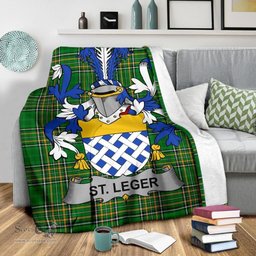 Scottish St.Leger Coat of Arms Family Crest Ireland Blanket Irish National Tartan Irish County Blanket