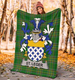 Scottish St.Leger Coat of Arms Family Crest Ireland Blanket Irish National Tartan Irish County Blanket