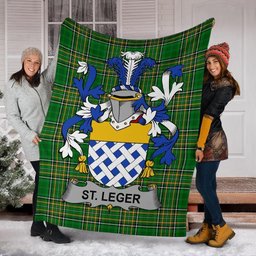 Scottish St.Leger Coat of Arms Family Crest Ireland Blanket Irish National Tartan Irish County Blanket