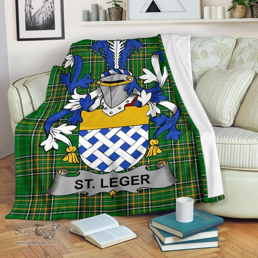 Scottish St.Leger Coat of Arms Family Crest Ireland Blanket Irish National Tartan Irish County Blanket