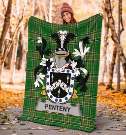 Scottish Penteny Coat of Arms Family Crest Ireland Blanket Irish National Tartan Irish County Blanket