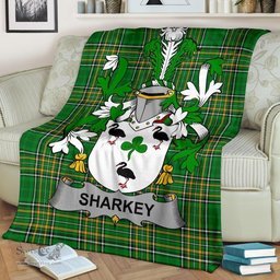 Scottish Sharkey or O'Sharkey Coat of Arms Family Crest Ireland Blanket Irish National Tartan Irish County Blanket