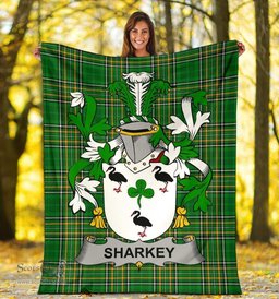 Scottish Sharkey or O'Sharkey Coat of Arms Family Crest Ireland Blanket Irish National Tartan Irish County Blanket