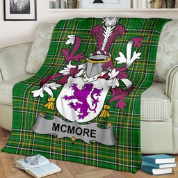 Scottish McMore or More Coat of Arms Family Crest Ireland Blanket Irish National Tartan Irish County Blanket