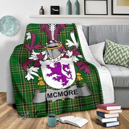 Scottish McMore or More Coat of Arms Family Crest Ireland Blanket Irish National Tartan Irish County Blanket