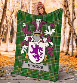 Scottish McMore or More Coat of Arms Family Crest Ireland Blanket Irish National Tartan Irish County Blanket