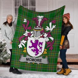 Scottish McMore or More Coat of Arms Family Crest Ireland Blanket Irish National Tartan Irish County Blanket