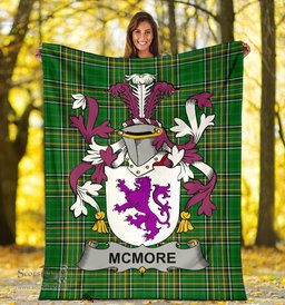 Scottish McMore or More Coat of Arms Family Crest Ireland Blanket Irish National Tartan Irish County Blanket