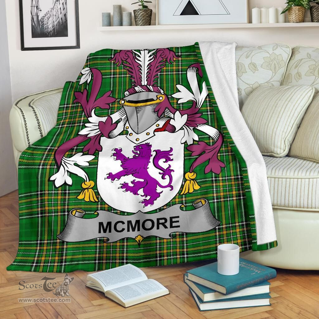 Scottish McMore or More Coat of Arms Family Crest Ireland Blanket Irish National Tartan Irish County Blanket