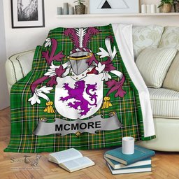 Scottish McMore or More Coat of Arms Family Crest Ireland Blanket Irish National Tartan Irish County Blanket