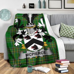 Scottish McPierce or Pierce Coat of Arms Family Crest Ireland Blanket Irish National Tartan Irish County Blanket