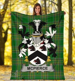 Scottish McPierce or Pierce Coat of Arms Family Crest Ireland Blanket Irish National Tartan Irish County Blanket