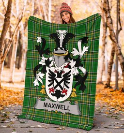 Scottish Maxwell Coat of Arms Family Crest Ireland Blanket Irish National Tartan Irish County Blanket