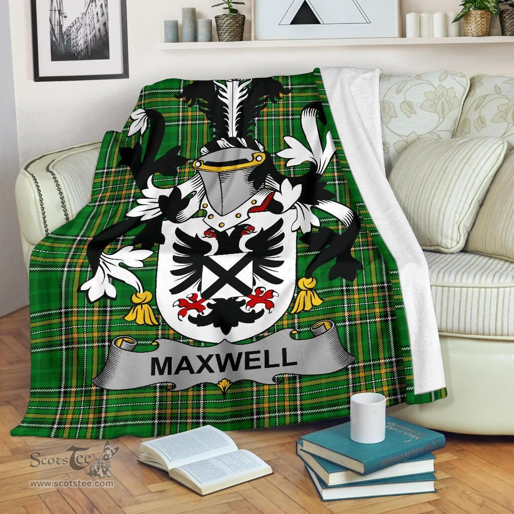 Scottish Maxwell Coat of Arms Family Crest Ireland Blanket Irish National Tartan Irish County Blanket