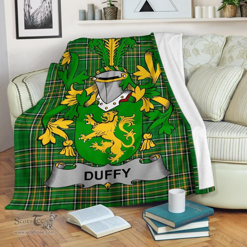 Scottish Duffy or O'Duffy Coat of Arms Family Crest Ireland Blanket Irish National Tartan Irish County Blanket