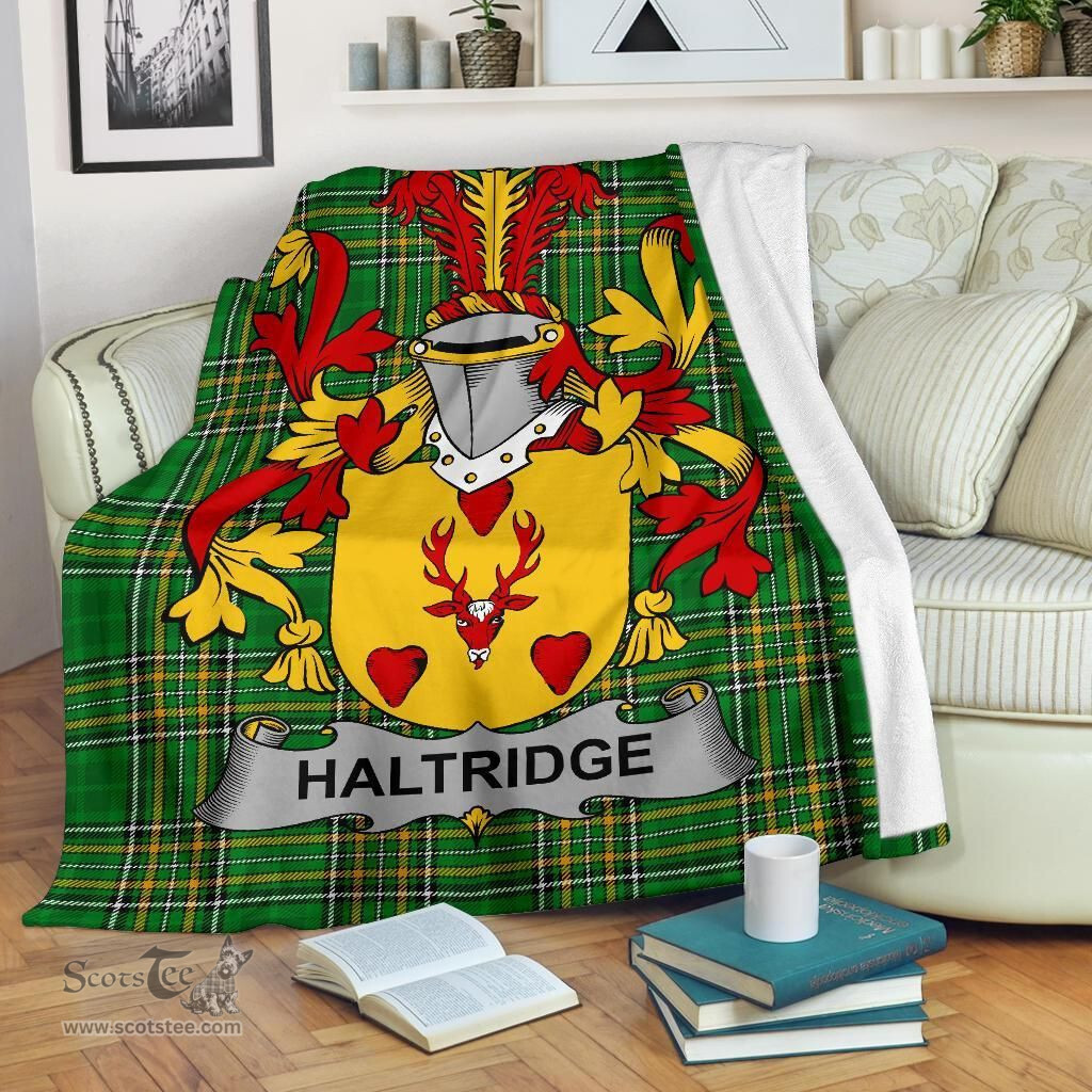 Scottish Haltridge Coat of Arms Family Crest Ireland Blanket Irish National Tartan Irish County Blanket
