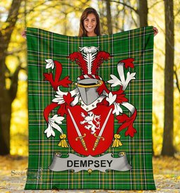 Scottish Dempsey or O'Dempsey Coat of Arms Family Crest Ireland Blanket Irish National Tartan Irish County Blanket