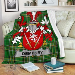 Scottish Dempsey or O'Dempsey Coat of Arms Family Crest Ireland Blanket Irish National Tartan Irish County Blanket