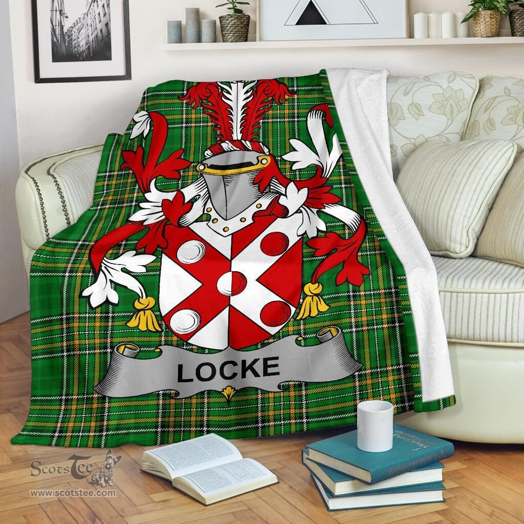 Scottish Locke Coat of Arms Family Crest Ireland Blanket Irish National Tartan Irish County Blanket