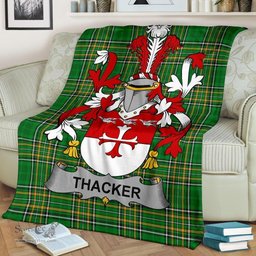 Scottish Thacker Coat of Arms Family Crest Ireland Blanket Irish National Tartan Irish County Blanket