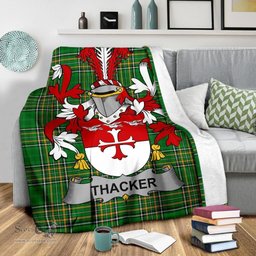 Scottish Thacker Coat of Arms Family Crest Ireland Blanket Irish National Tartan Irish County Blanket