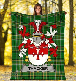 Scottish Thacker Coat of Arms Family Crest Ireland Blanket Irish National Tartan Irish County Blanket