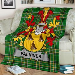 Scottish Falkiner Coat of Arms Family Crest Ireland Blanket Irish National Tartan Irish County Blanket