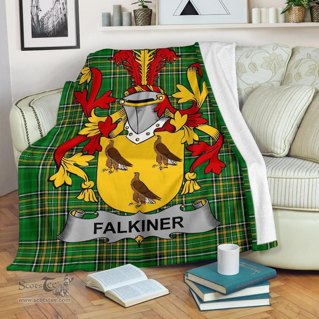 Scottish Falkiner Coat of Arms Family Crest Ireland Blanket Irish National Tartan Irish County Blanket