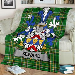 Scottish Seward Coat of Arms Family Crest Ireland Blanket Irish National Tartan Irish County Blanket