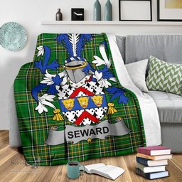 Scottish Seward Coat of Arms Family Crest Ireland Blanket Irish National Tartan Irish County Blanket