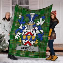 Scottish Seward Coat of Arms Family Crest Ireland Blanket Irish National Tartan Irish County Blanket