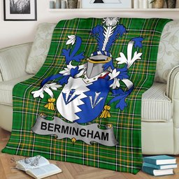 Scottish Bermingham Coat of Arms Family Crest Ireland Blanket Irish National Tartan Irish County Blanket