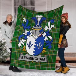 Scottish Bermingham Coat of Arms Family Crest Ireland Blanket Irish National Tartan Irish County Blanket