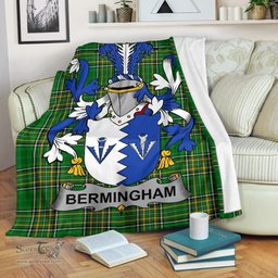 Scottish Bermingham Coat of Arms Family Crest Ireland Blanket Irish National Tartan Irish County Blanket