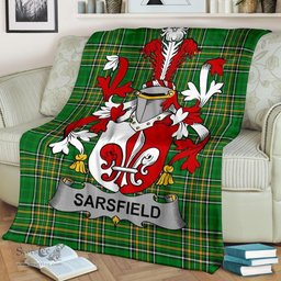Scottish Sarsfield Coat of Arms Family Crest Ireland Blanket Irish National Tartan Irish County Blanket