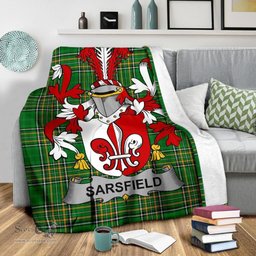 Scottish Sarsfield Coat of Arms Family Crest Ireland Blanket Irish National Tartan Irish County Blanket