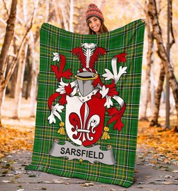 Scottish Sarsfield Coat of Arms Family Crest Ireland Blanket Irish National Tartan Irish County Blanket