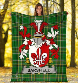 Scottish Sarsfield Coat of Arms Family Crest Ireland Blanket Irish National Tartan Irish County Blanket
