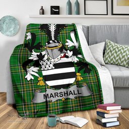 Scottish Marshall Coat of Arms Family Crest Ireland Blanket Irish National Tartan Irish County Blanket