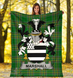 Scottish Marshall Coat of Arms Family Crest Ireland Blanket Irish National Tartan Irish County Blanket