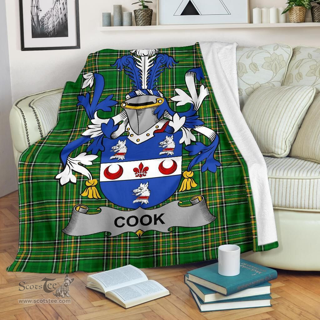 Scottish Cook Coat of Arms Family Crest Ireland Blanket Irish National Tartan Irish County Blanket